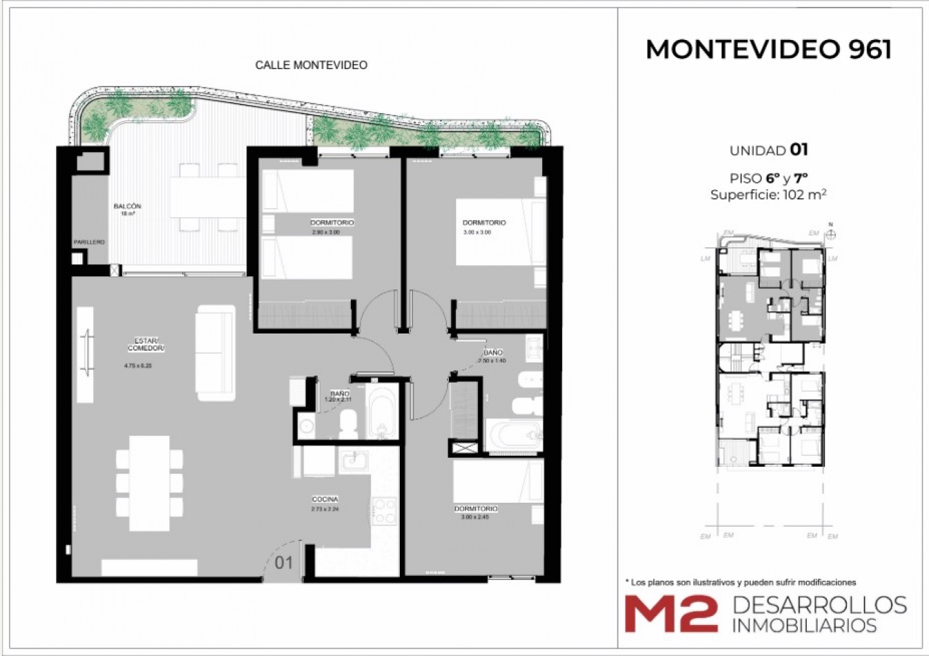 DEPARTAMENTO 3 DORMITORIOS (frente con balcon)